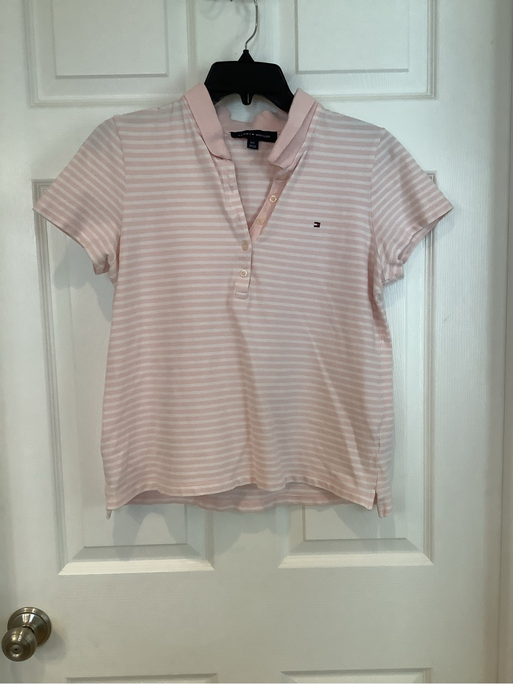 Tommy Hilfiger Pink & White Striped Polo